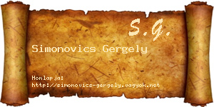 Simonovics Gergely névjegykártya